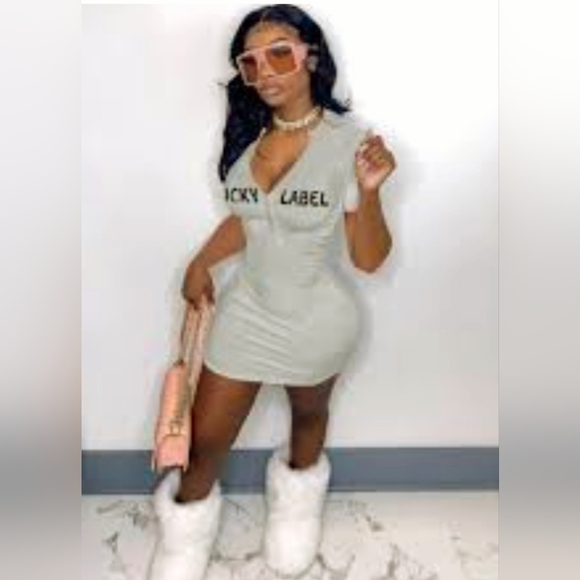 Lucky Label Bodycon Dress - Picture 1 of 6